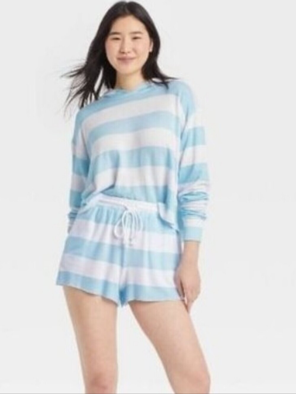 Colsie 2pc Ultra Soft Blue Striped Lounge Set
